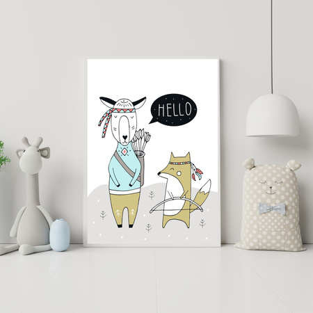 Children's Hello poster 40X50 cm + gold frame