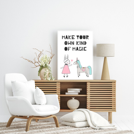 Children's Poster Make your own kind of magic 24X30 cm + silver frame