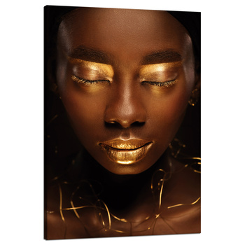 Canvas Print Woman Face Golden Elements 80x120 cm