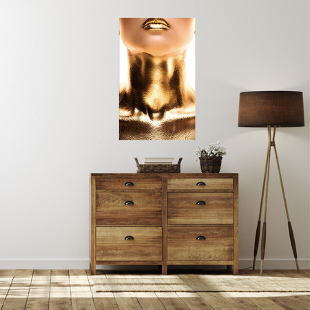 Canvas Print Woman Golden Neck and Lips Art 80x120 cm