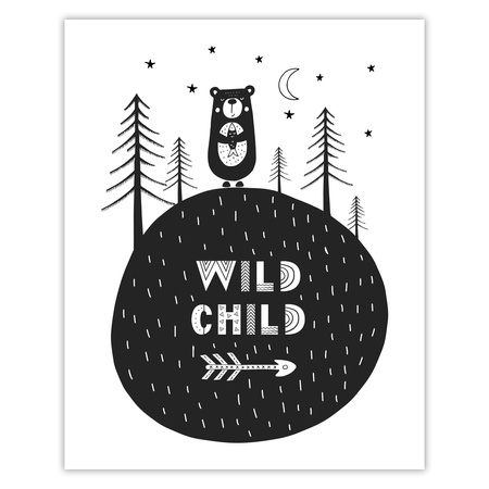 Wild child poster 40X50 cm + gold frame