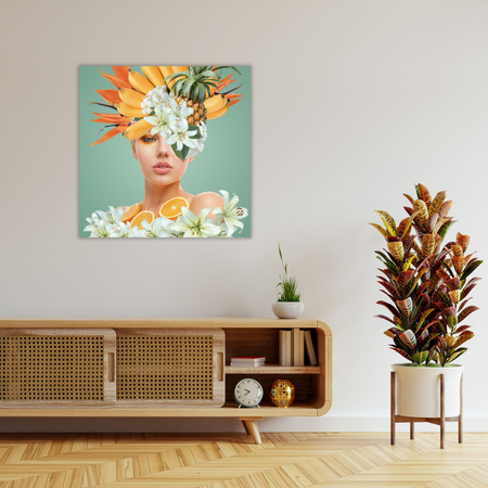 Canvas Print Flower Crown Beautiful Woman 90X90 cm