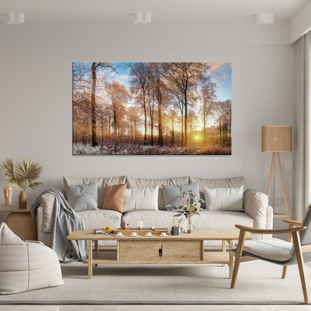Canvas Print Trees Winter Rising Sun 120x80 cm