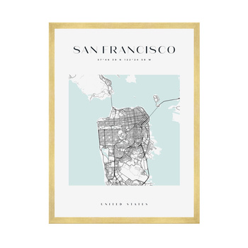 Poster San Francisco city map square 40X50 cm + gold frame