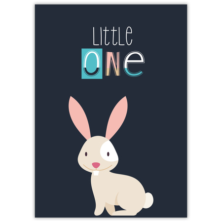Children's poster Little One Bunny 50X70 cm + gray stone frame