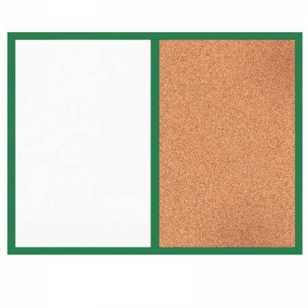 DUO cork-magnetic board, varnished wooden frame 60x40 TKM6040DG GREEN