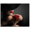 Canvas Print Woman with Red Rose Red Lips Elegance 100x80 cm