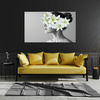 Canvas Print Black and White Woman Flowers 120x80 cm