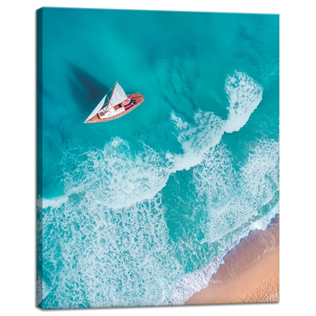 Canvas Print Sailboat Waves Sand Shore 40x50 cm