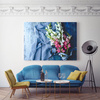Canvas Print Animals Lionheads on Blue Fabric 40x30 cm
