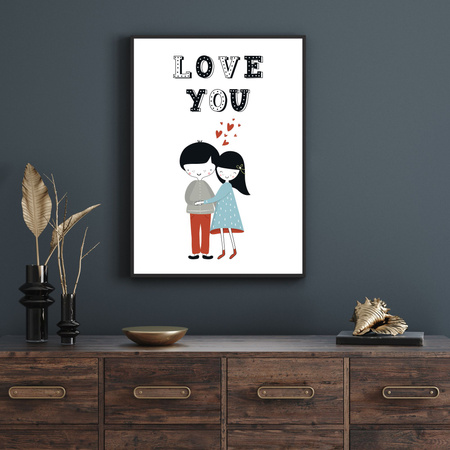 Children's poster Love you 24X30 cm + black frame