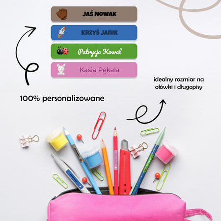 Personalized Waterproof Name Stickers for Kindergarten and School 55x8 mm