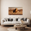 Canvas Print Lion in the Middle of the Savannah Sunset 100x80 cm