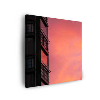 Canvas Print Pink Sky Sunset Building 90x90