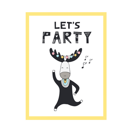 Let's party Birthday Poster 40X50 cm + yellow frame