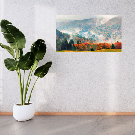 Canvas Print Mountain Forests Meadows Clouds Nature 100x80 cm