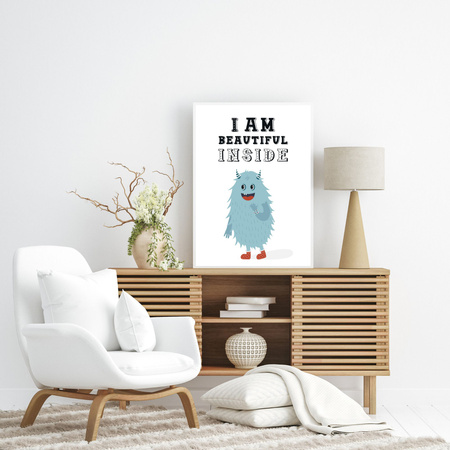 Children's poster I am beautiful inside 30X40 cm + gray stone frame
