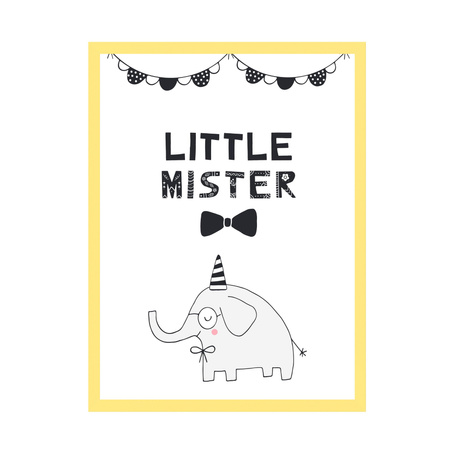 Little mister Birthday Poster 40X50 cm + yellow frame