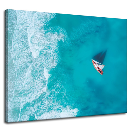 Canvas Print Sailboat on Water Waves 100x80 cm