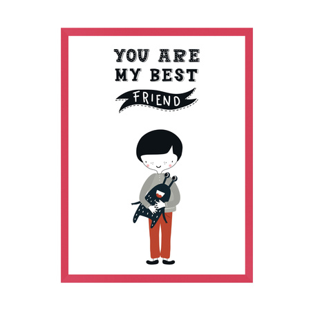 Children's poster You are may best friend 30X40 cm + amaranth frame