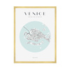 Poster Venice city map circle 40X50 cm + gold frame