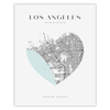 Poster Los Angeles city map heart 40X50 cm + gold frame