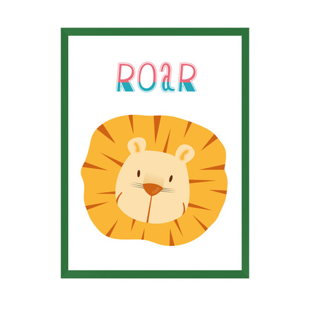 Children's Roar poster 24X30 cm + green frame
