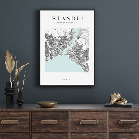 Poster Istanbul city map square 40X50 cm + gold frame