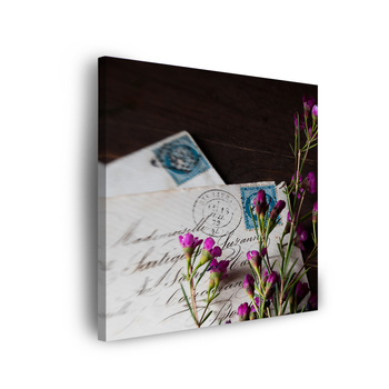 Canvas Print Letters Purple Flowers Vintage 90x90