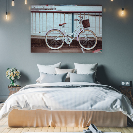 Canvas Print Vintage Bike in the City by the Bridge 90x60