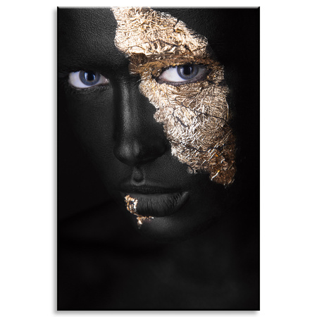 Canvas Print Black Face Painted Gold 80x120 cm