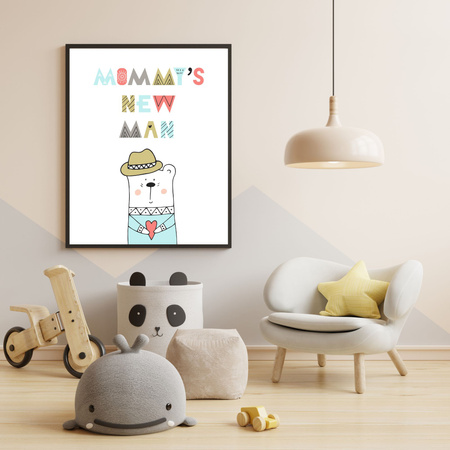 Children's poster Mommy's new man 40X50 cm + gold frame
