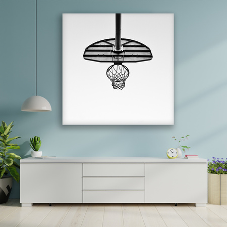 Canvas Print Youth Basketball Basket Black and White 90x90