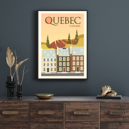 Quebec City poster 40X50 cm + gold frame