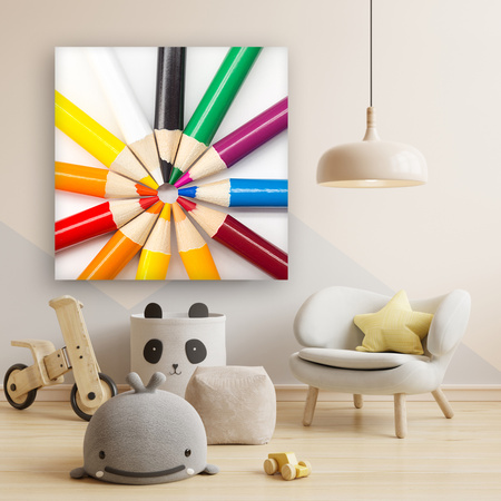 Canvas Print Colored Pencils Circle of Colorful Imagination 90x90