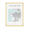 Poster Vancouver city map square 40X50 cm + gold frame