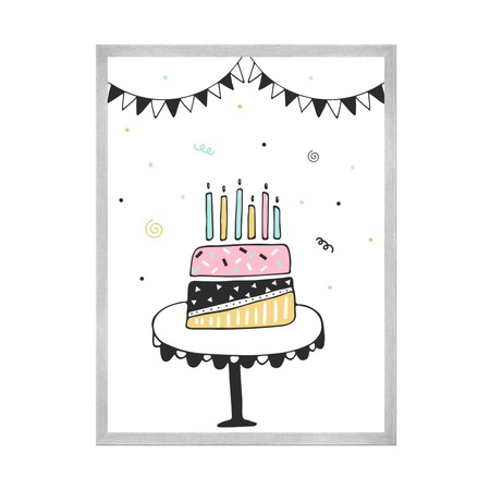 Birthday Cake Poster 40X50 cm + silver frame