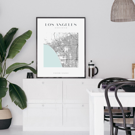 Poster Los Angeles city map square 40X50 cm + gold frame