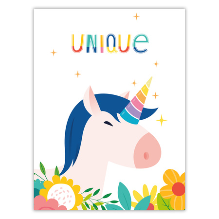 Children's Unicorn poster 30X40 cm + gold frame