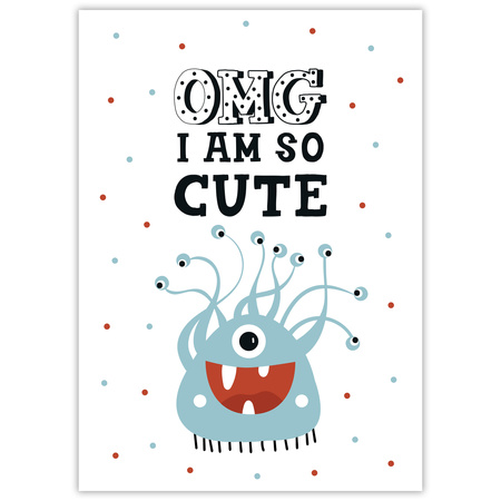 Children's poster OMG I am so cute_2 50X70 cm + silver frame