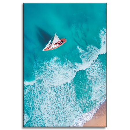 Canvas Print Sailboat Waves Sand Shore 60x90 cm