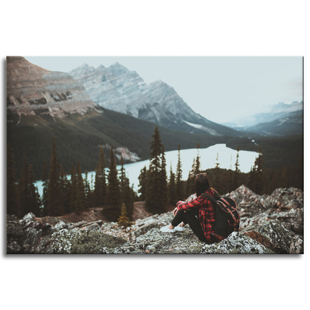 Canvas Print People Mountains Woman on the Trail 90x60