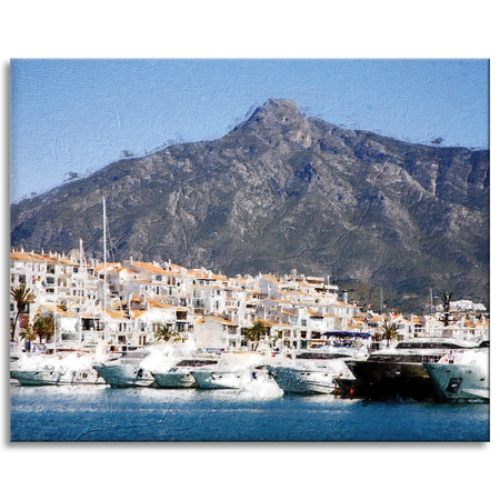 Canvas Print Boats Summer Monaco Mountain 100x80 cm