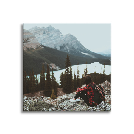 Canvas Print People Mountains Woman on the Trail 90x90