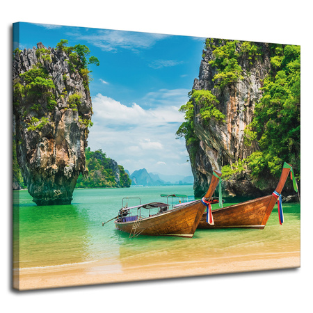 Canvas Print Boats on the Shore Water Landscape 100x80 cm