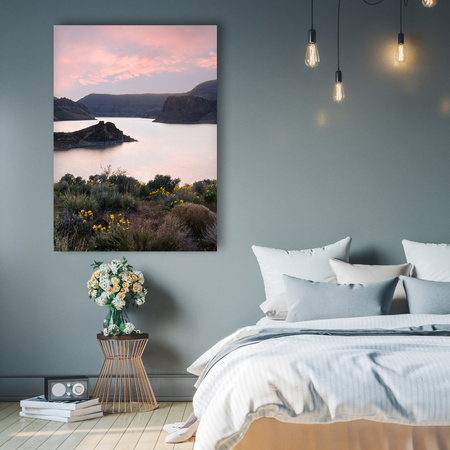 Canvas Print Nature Mountains Water Sky Flowers Plants 80x120