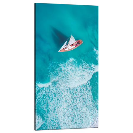 Canvas Print Sailboat Waves Sand Shore 60x120 cm
