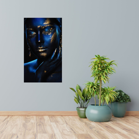 Canvas Print Pensive Woman Gold Jewelry 80x120 cm