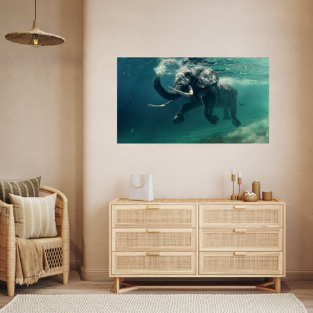 Canvas Print Swimming Elephant in Water Art 100x80 cm