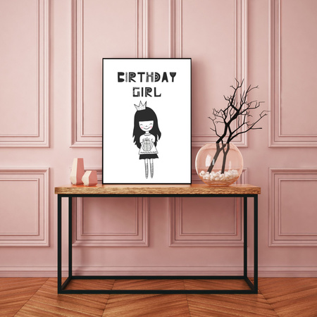 Birthday Poster Birthday girl 40X50 cm + gray stone frame